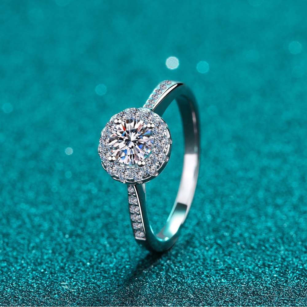 Moissanite Diamond Ring-0.5ct Flower Solitaire statement ring-  Ring size 6.5